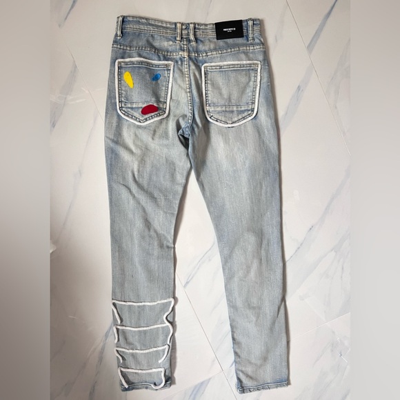 Vintage Public Supply co customized ripped Jeans embellished pop Art streetwear - Picture 6 of 16